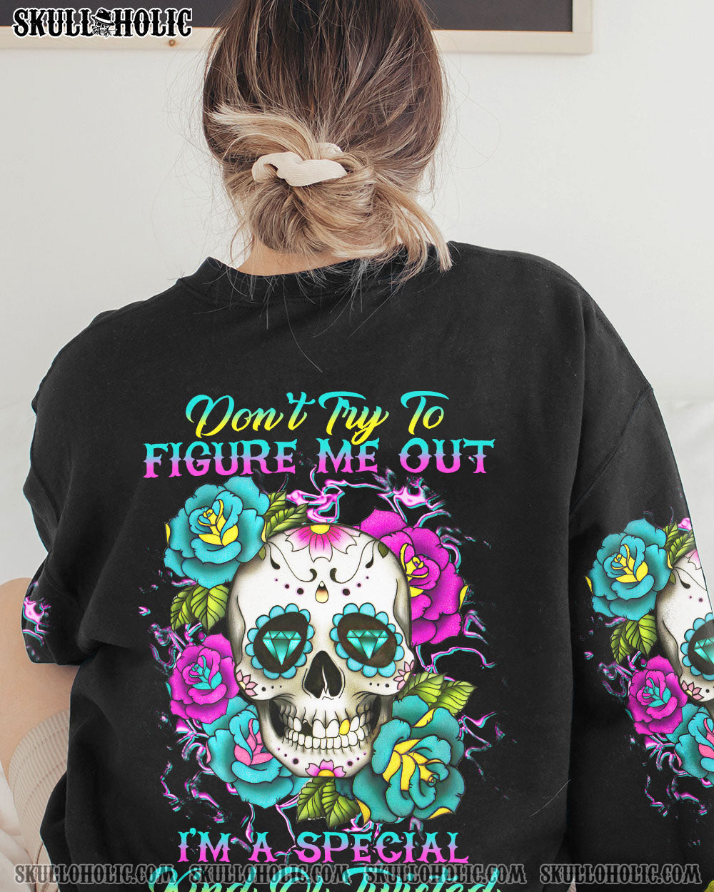 DON’T TRY TO FIGURE ME OUT SUGAR SKULL ROSE ALL OVER PRINT – TLTR1612221