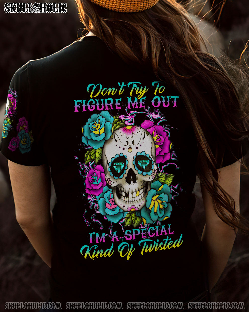 DON’T TRY TO FIGURE ME OUT SUGAR SKULL ROSE ALL OVER PRINT – TLTR1612221