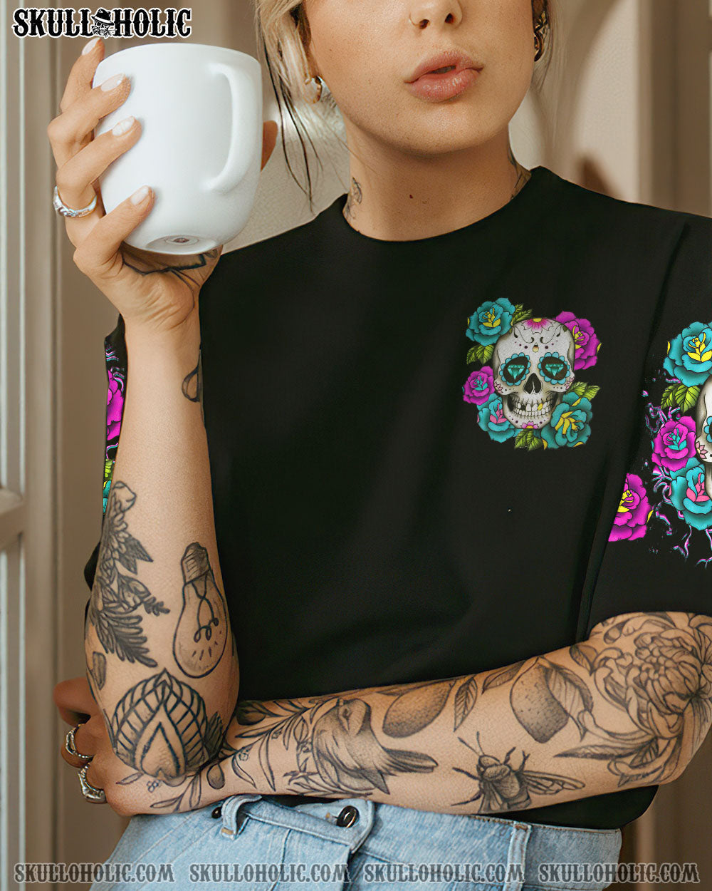 DON’T TRY TO FIGURE ME OUT SUGAR SKULL ROSE ALL OVER PRINT – TLTR1612221