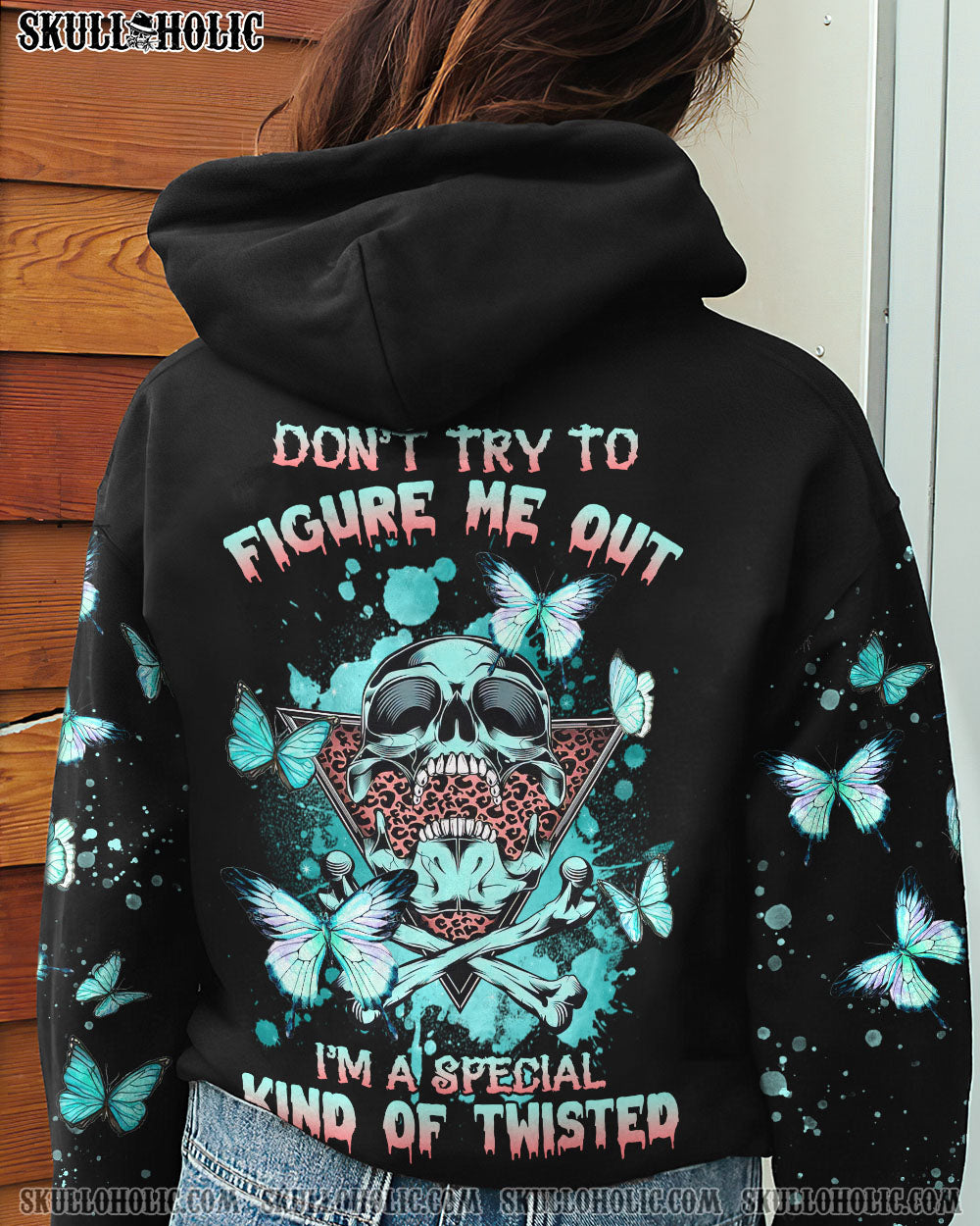 DON’T TRY TO FIGURE ME OUT TRIANGLE BUTTERFLY SKULL ALL OVER PRINT – TLNZ2712223