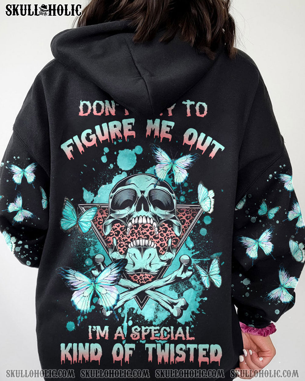DON'T TRY TO FIGURE ME OUT TRIANGLE BUTTERFLY SKULL ALL OVER PRINT - TLNZ2712223