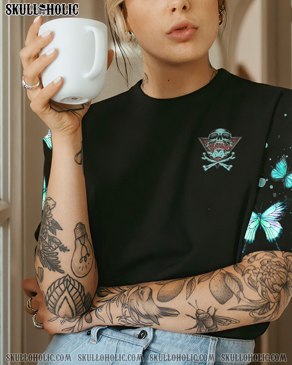 DON’T TRY TO FIGURE ME OUT TRIANGLE BUTTERFLY SKULL ALL OVER PRINT – TLNZ2712223