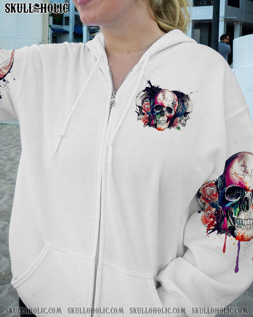 DON’T TRY TO FIGURE ME OUT WATERCOLOR SKULL ALL OVER PRINT – TLTR2412221