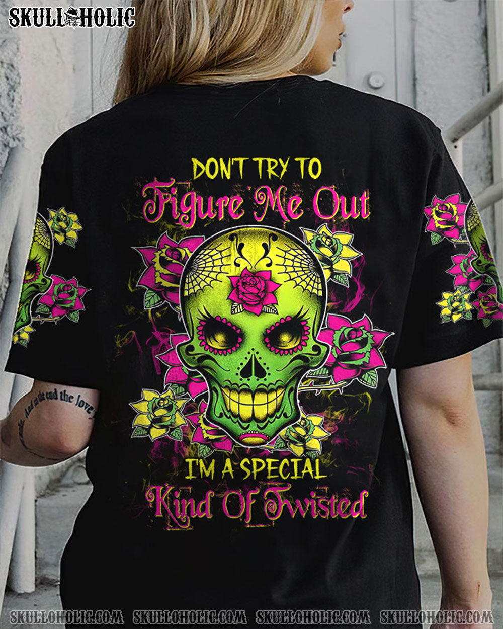 DON'T TRY TO FIGURE ME SUGAR SKULL ALL OVER PRINT - TLTW0512226