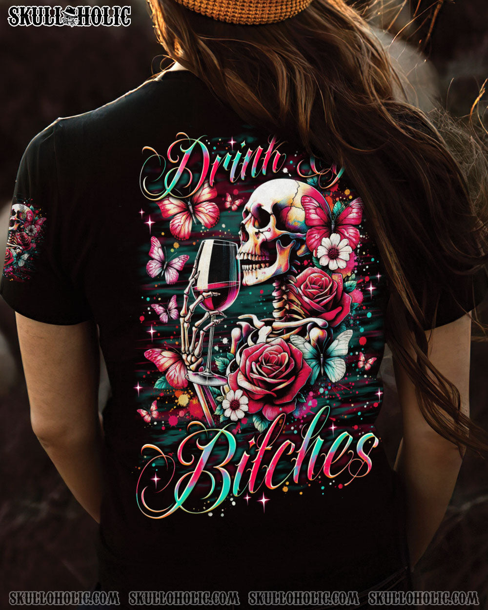 DRINK UP BITCHES SKELETON ROSE ALL OVER PRINT – TLNO2506241
