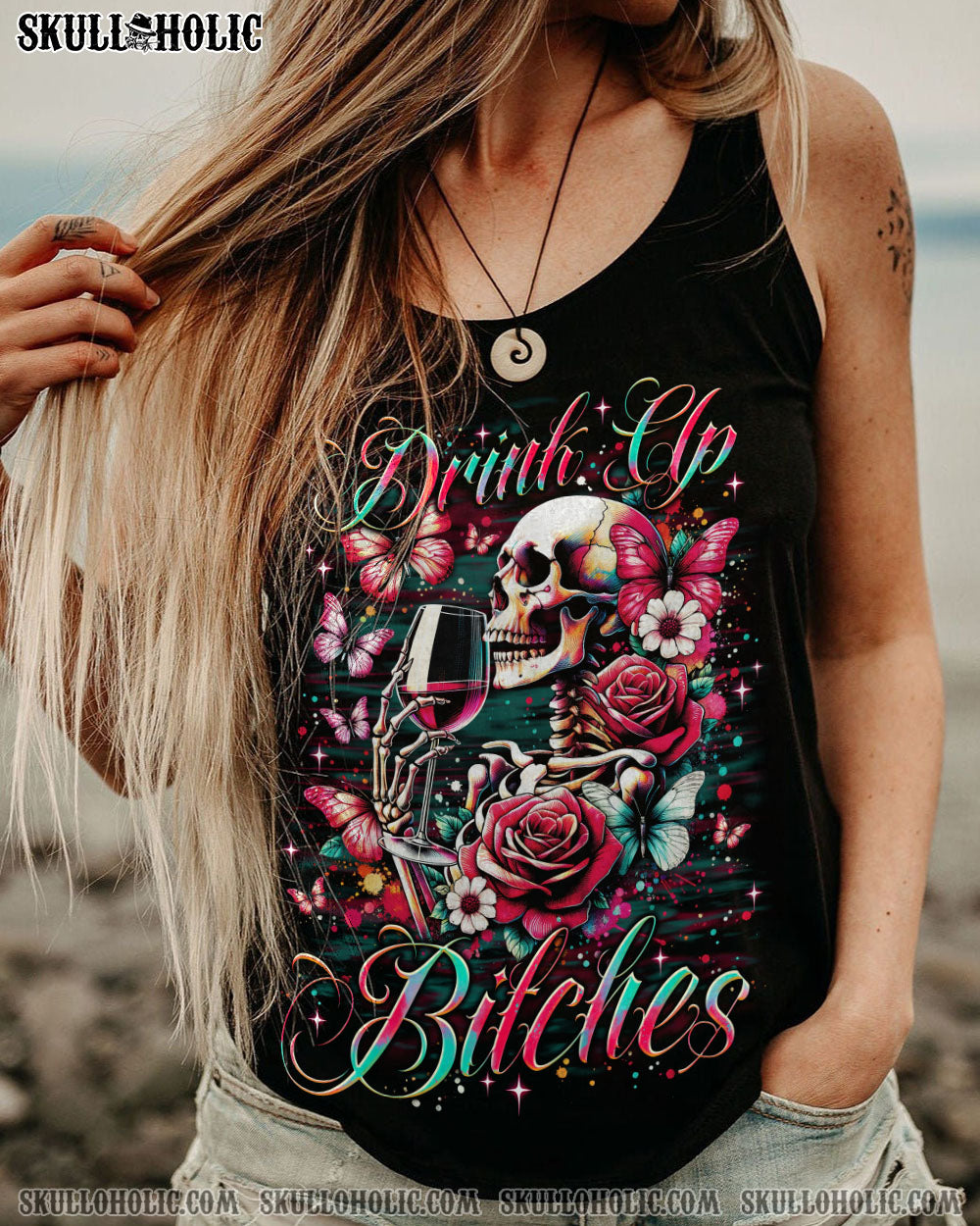 DRINK UP BITCHES SKELETON ROSE ALL OVER PRINT – TLNO2506241