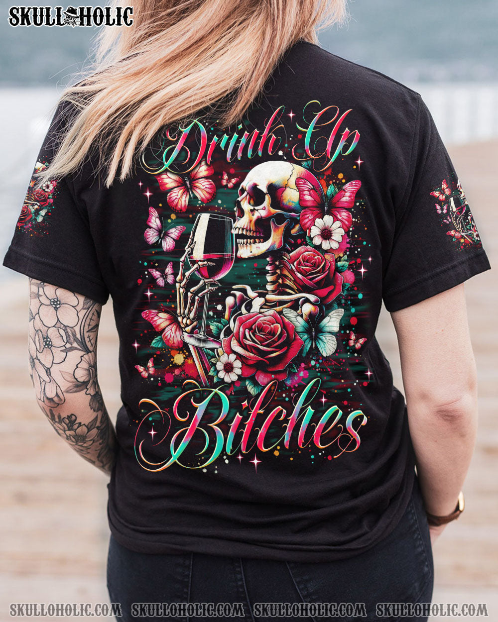DRINK UP BITCHES SKELETON ROSE ALL OVER PRINT – TLNO2506241