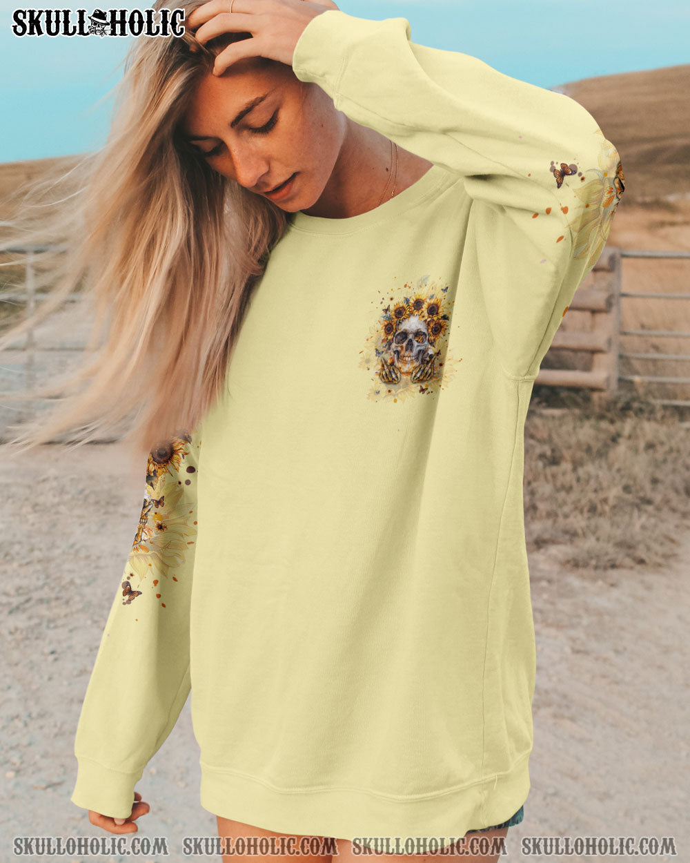 FEELING KINDA IDGAF-ISH TODAY SUNFLOWER SKULL ALL OVER PRINT – TLPQ2103242