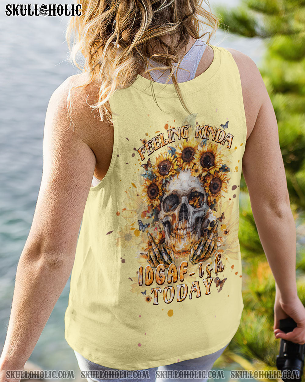 FEELING KINDA IDGAF-ISH TODAY SUNFLOWER SKULL ALL OVER PRINT – TLPQ2103242
