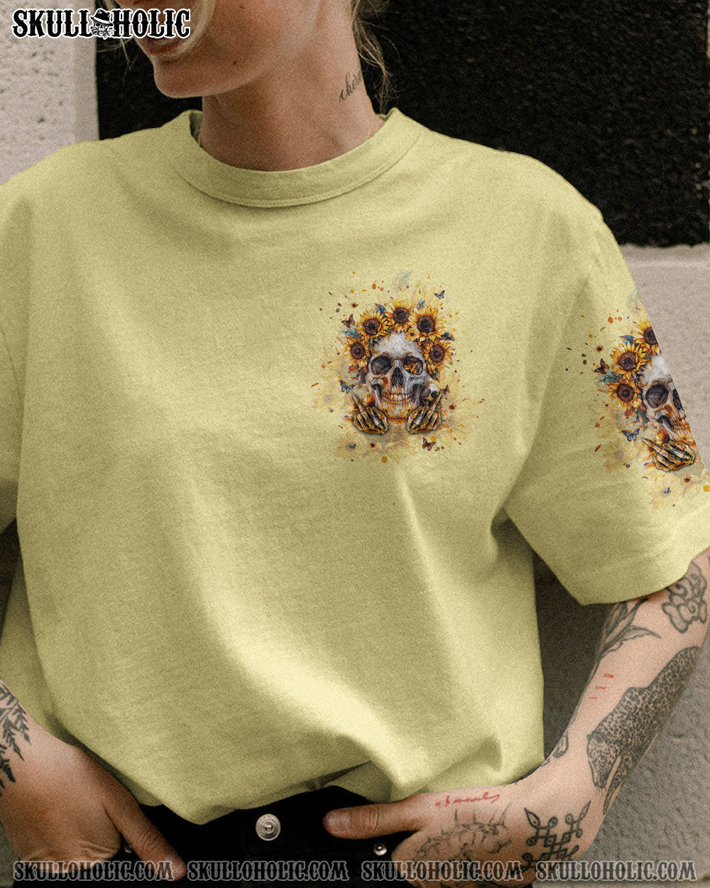 FEELING KINDA IDGAF-ISH TODAY SUNFLOWER SKULL ALL OVER PRINT – TLPQ2103242
