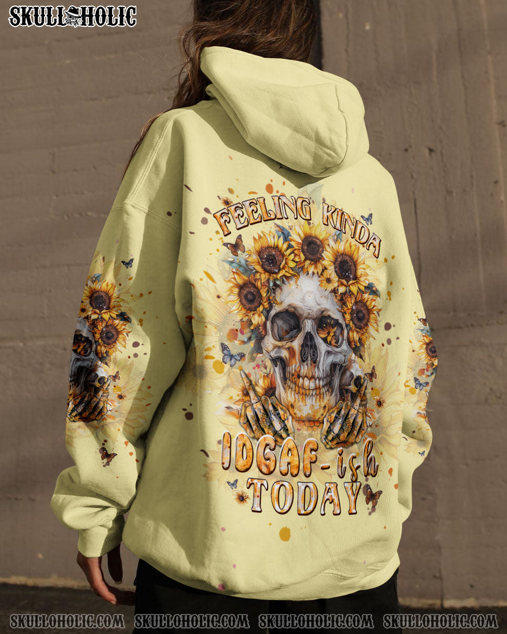 FEELING KINDA IDGAF-ISH TODAY SUNFLOWER SKULL ALL OVER PRINT – TLPQ2103242