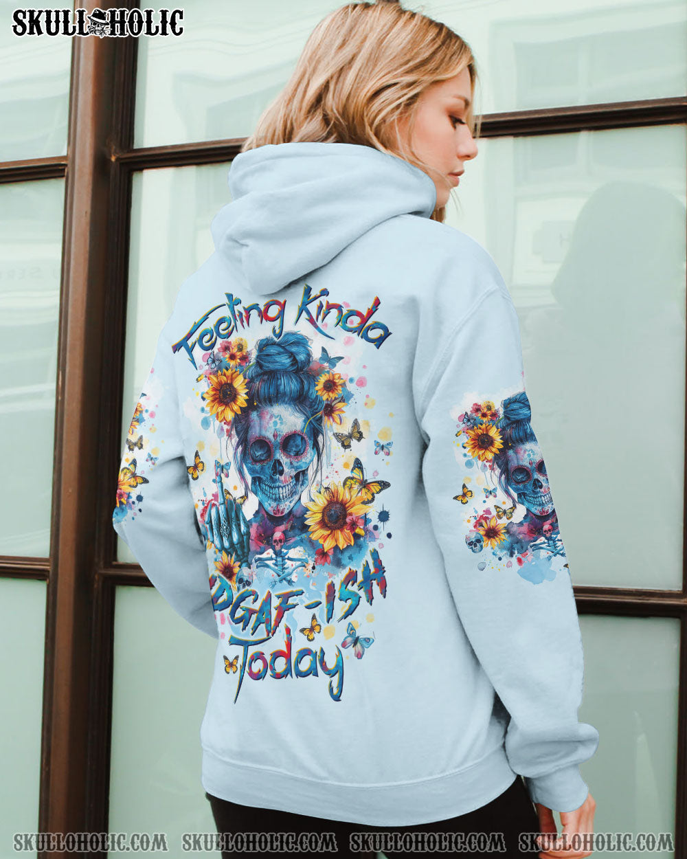 FEELING KINDA IDGAF-ISH TODAY SUNFLOWER SKULL ALL OVER PRINT – TLTW2103241