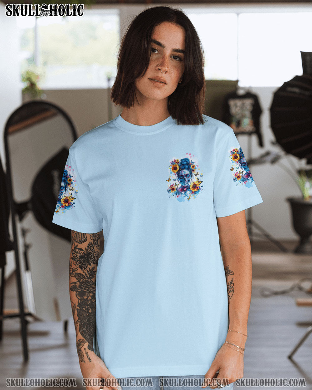 FEELING KINDA IDGAF-ISH TODAY SUNFLOWER SKULL ALL OVER PRINT – TLTW2103241