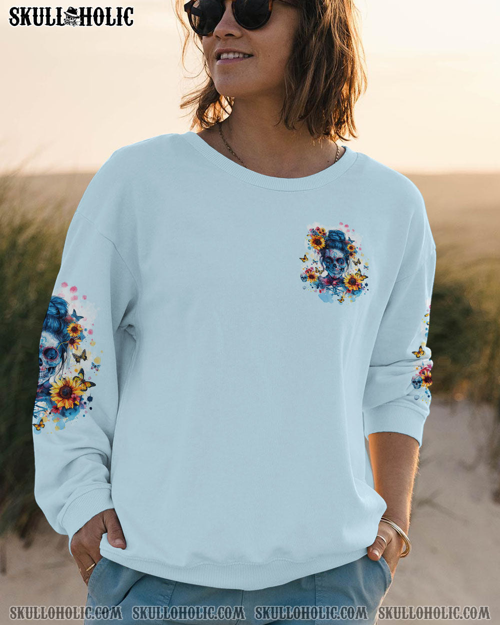 FEELING KINDA IDGAF-ISH TODAY SUNFLOWER SKULL ALL OVER PRINT – TLTW2103241