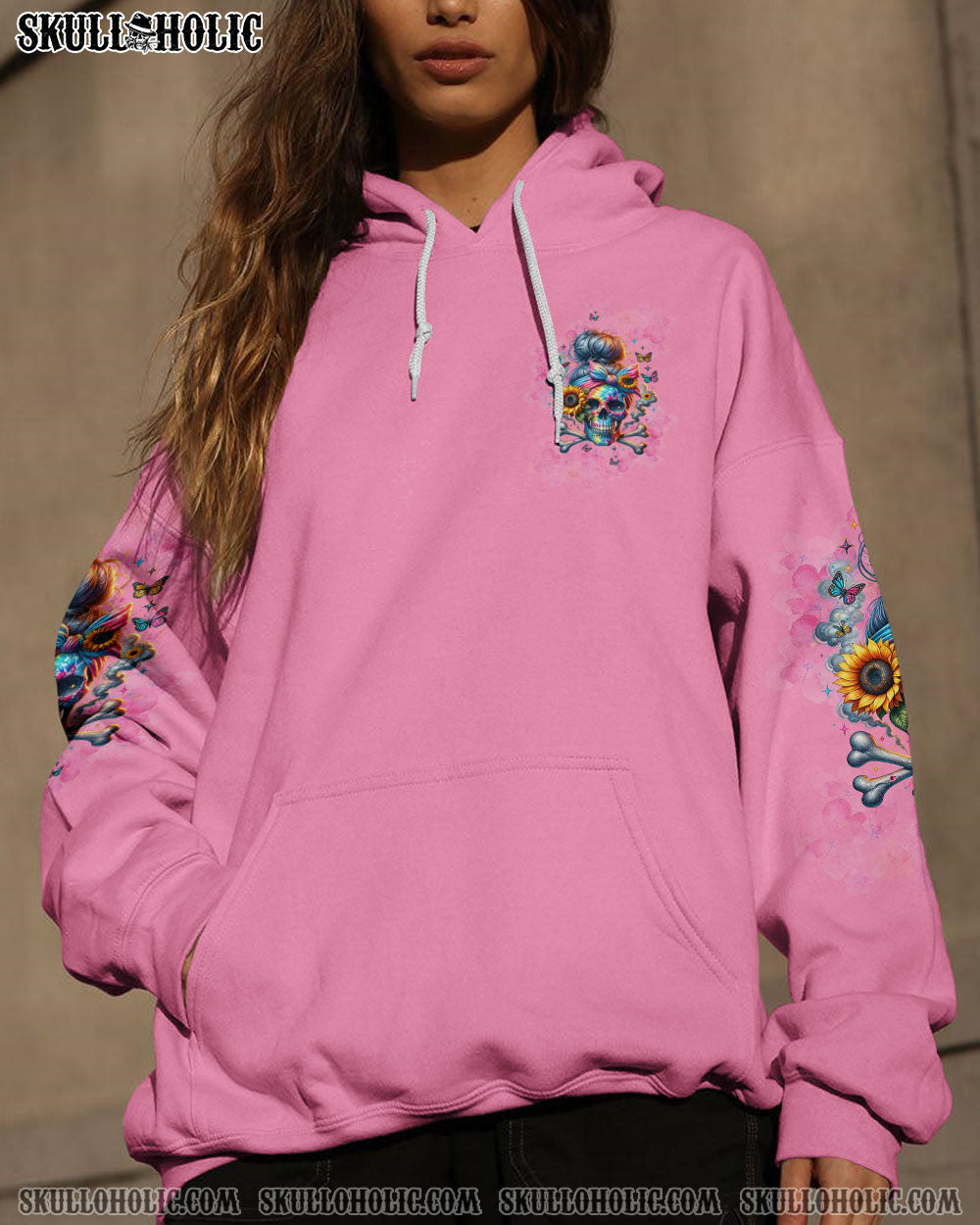 FRAGILE LIKE A BOMB TIE DYE MESSY BUN SKULL ALL OVER PRINT – TLTW0611231