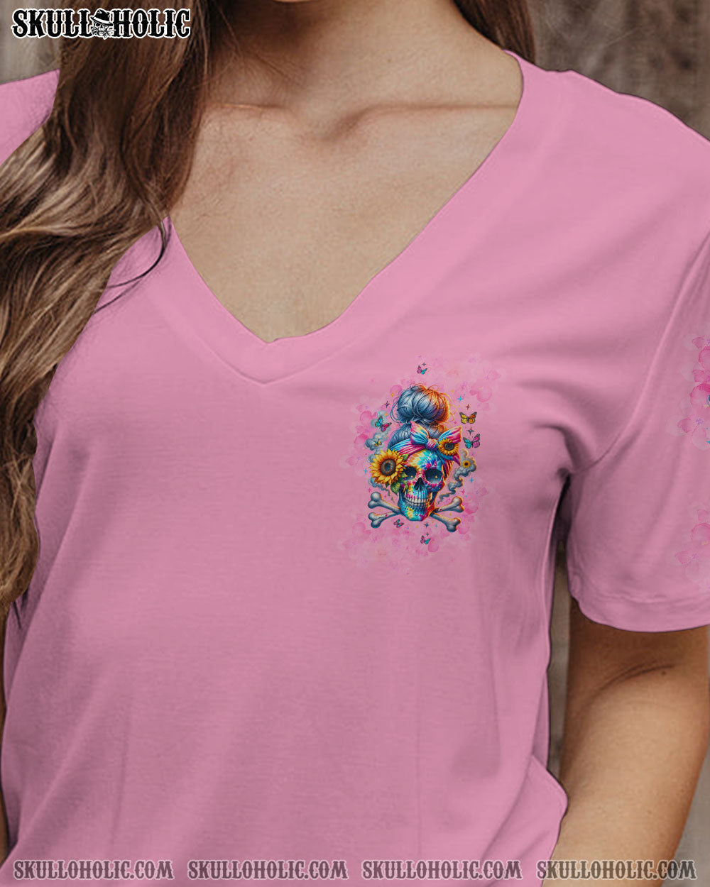 FRAGILE LIKE A BOMB TIE DYE MESSY BUN SKULL ALL OVER PRINT – TLTW0611231