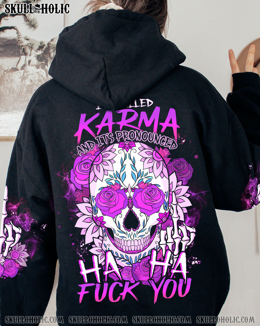 HAHA F YOU SUGAR SKULL PURPLE ALL OVER PRINT - TLNO1712223