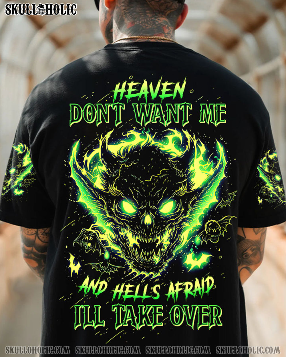 HEAVEN DON'T WANT ME DEMON SKULL ALL OVER PRINT - TLTW1904241