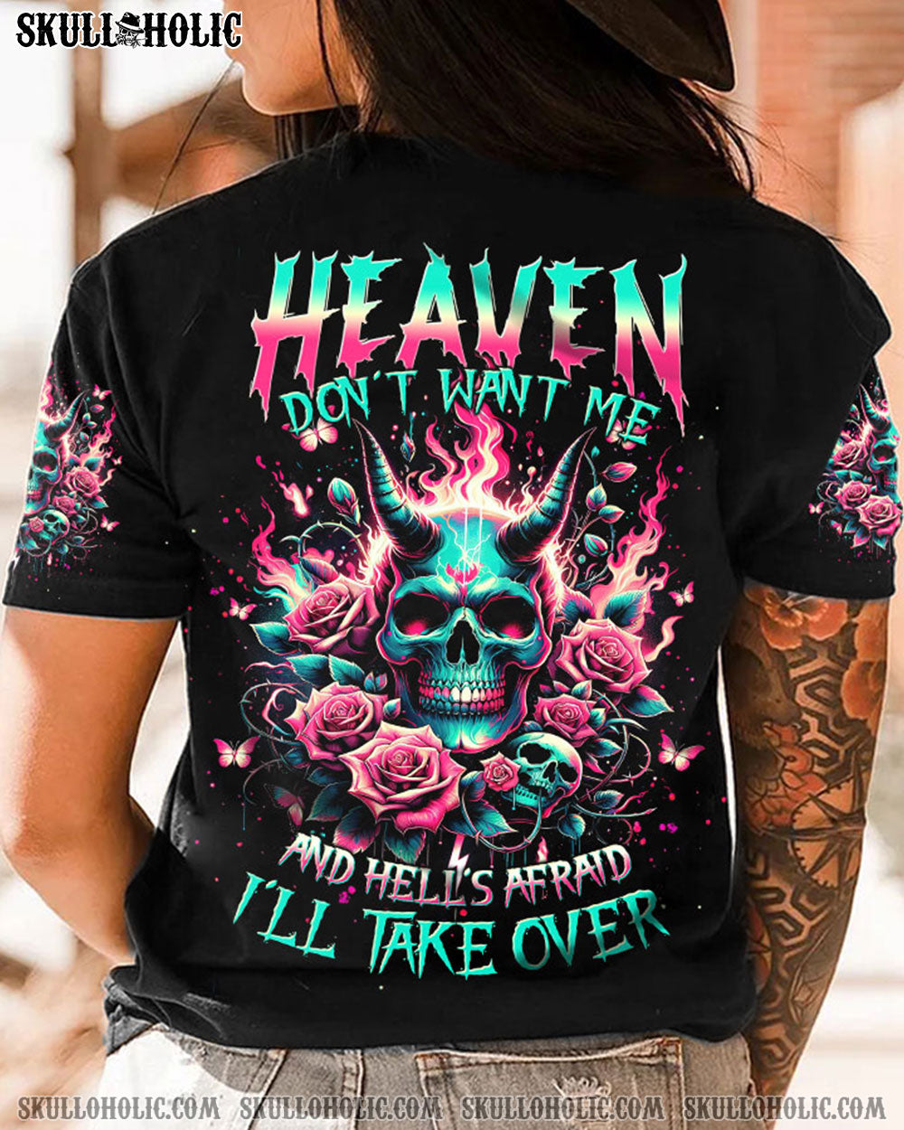 HEAVEN DON'T WANT ME SKULL ROSE ALL OVER PRINT - TLTW1602243