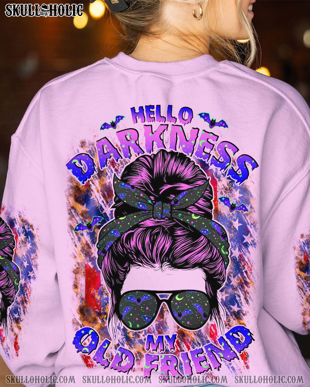 HELLO DARKNESS MY OLD FRIEND MESSY BUN HALLOWEEN ALL OVER PRINT – TLNO2707233