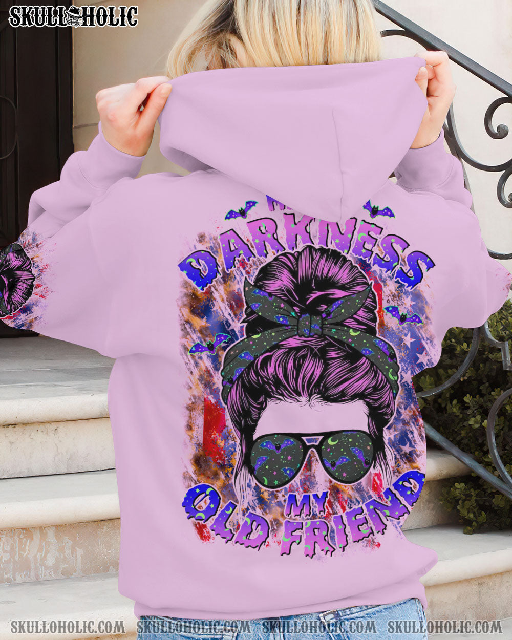 HELLO DARKNESS MY OLD FRIEND MESSY BUN HALLOWEEN ALL OVER PRINT – TLNO2707233