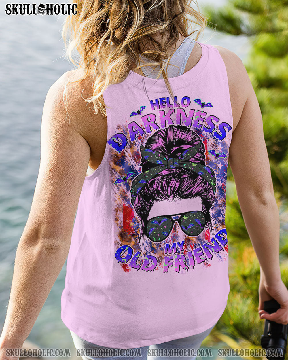 HELLO DARKNESS MY OLD FRIEND MESSY BUN HALLOWEEN ALL OVER PRINT – TLNO2707233