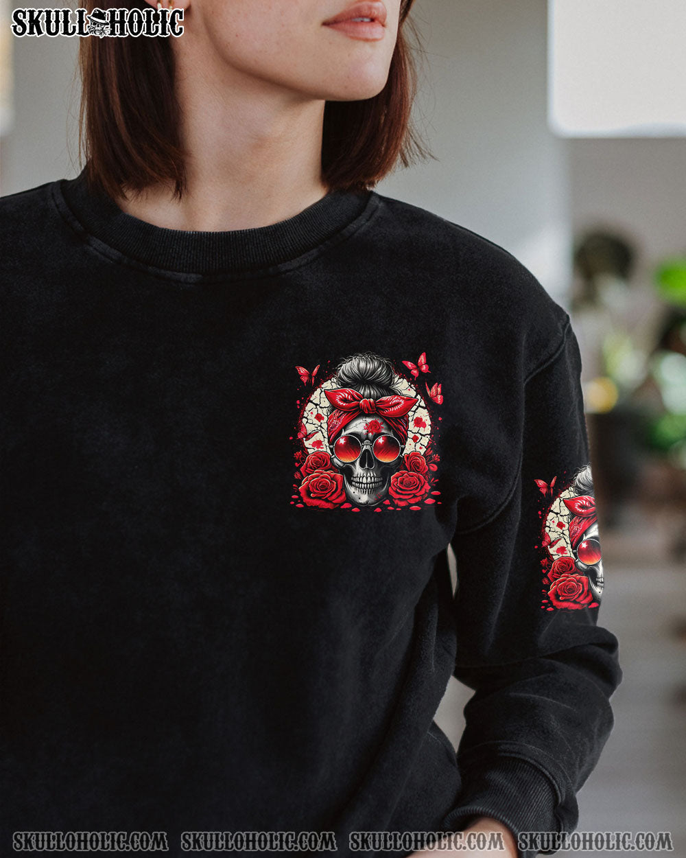 HELLO DARKNESS MY OLD FRIEND MESSY BUN SKULL ALL OVER PRINT – TYHI0805242