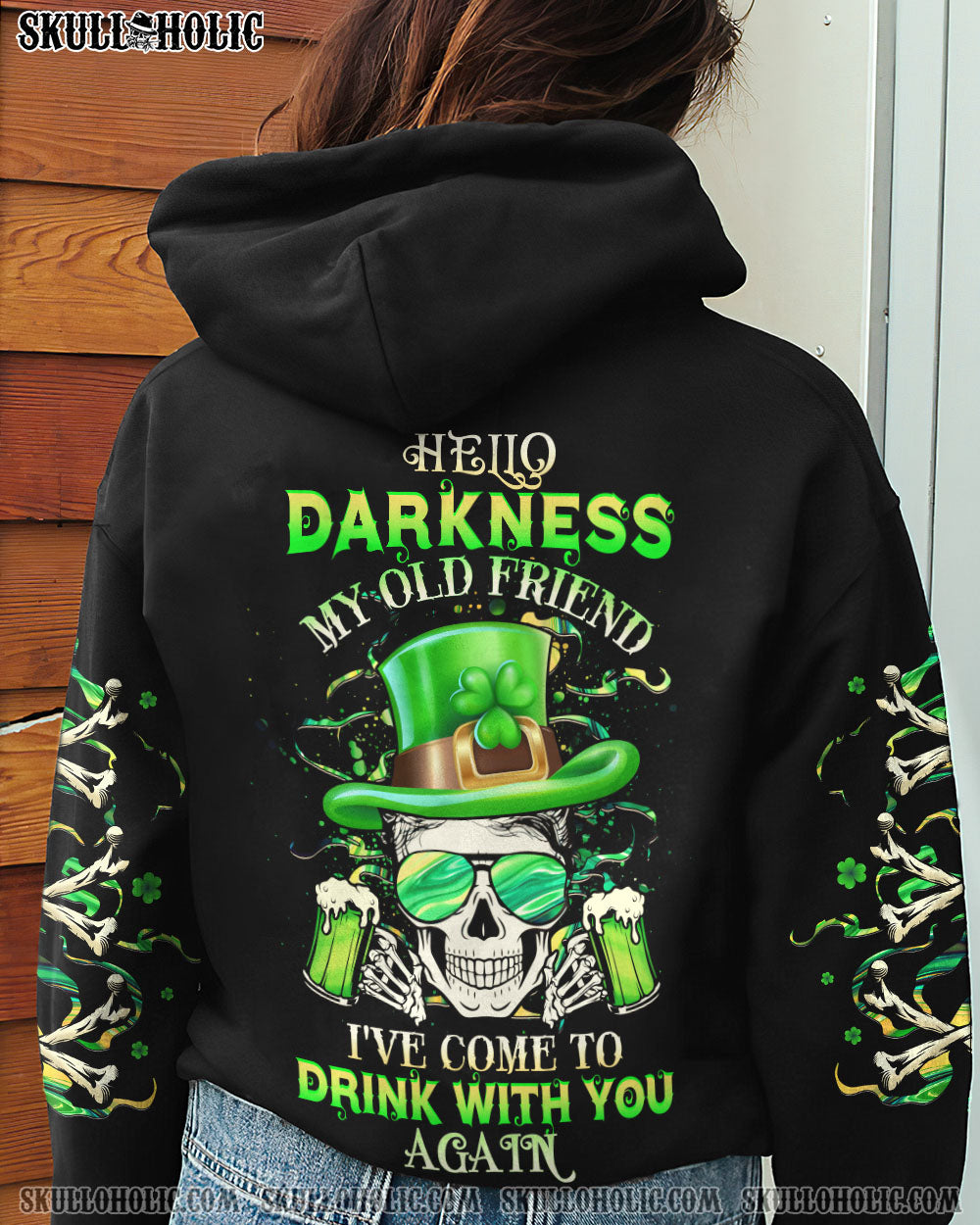 HELLO DARKNESS MY OLD FRIEND SKULL BEER PATRICK’S DAY ALL OVER PRINT – YHHG0102231