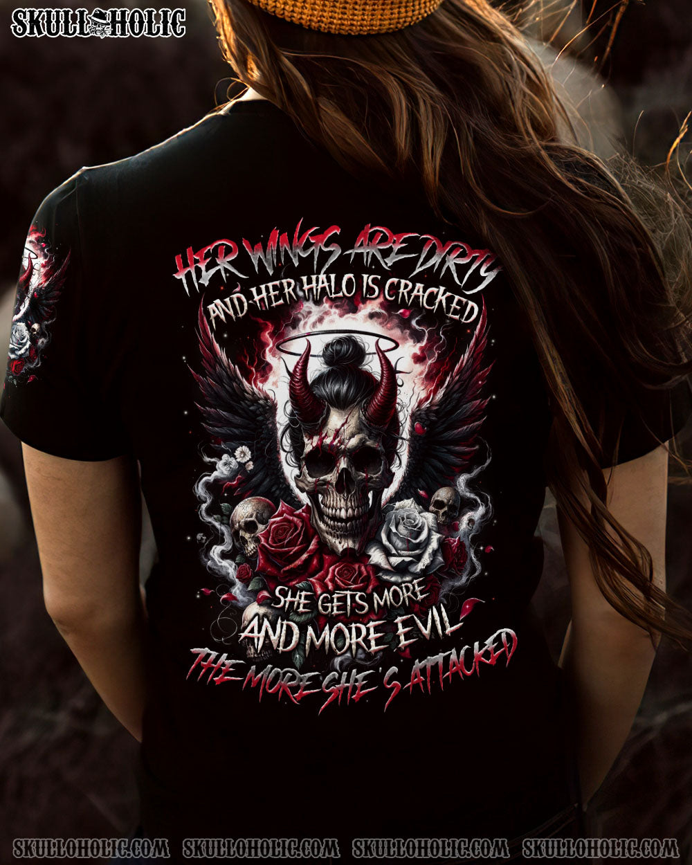 HER WINGS ARE DIRTY AND HER HALO IS CRACKED ALL OVER PRINT – TYQY2204242