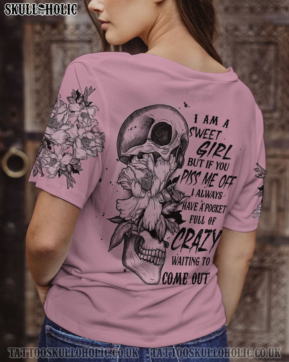 I AM A SWEET GIRL BUT IF YOU PISS ME OFF FLOWER SKULL ALL OVER PRINT – YHHN2112224