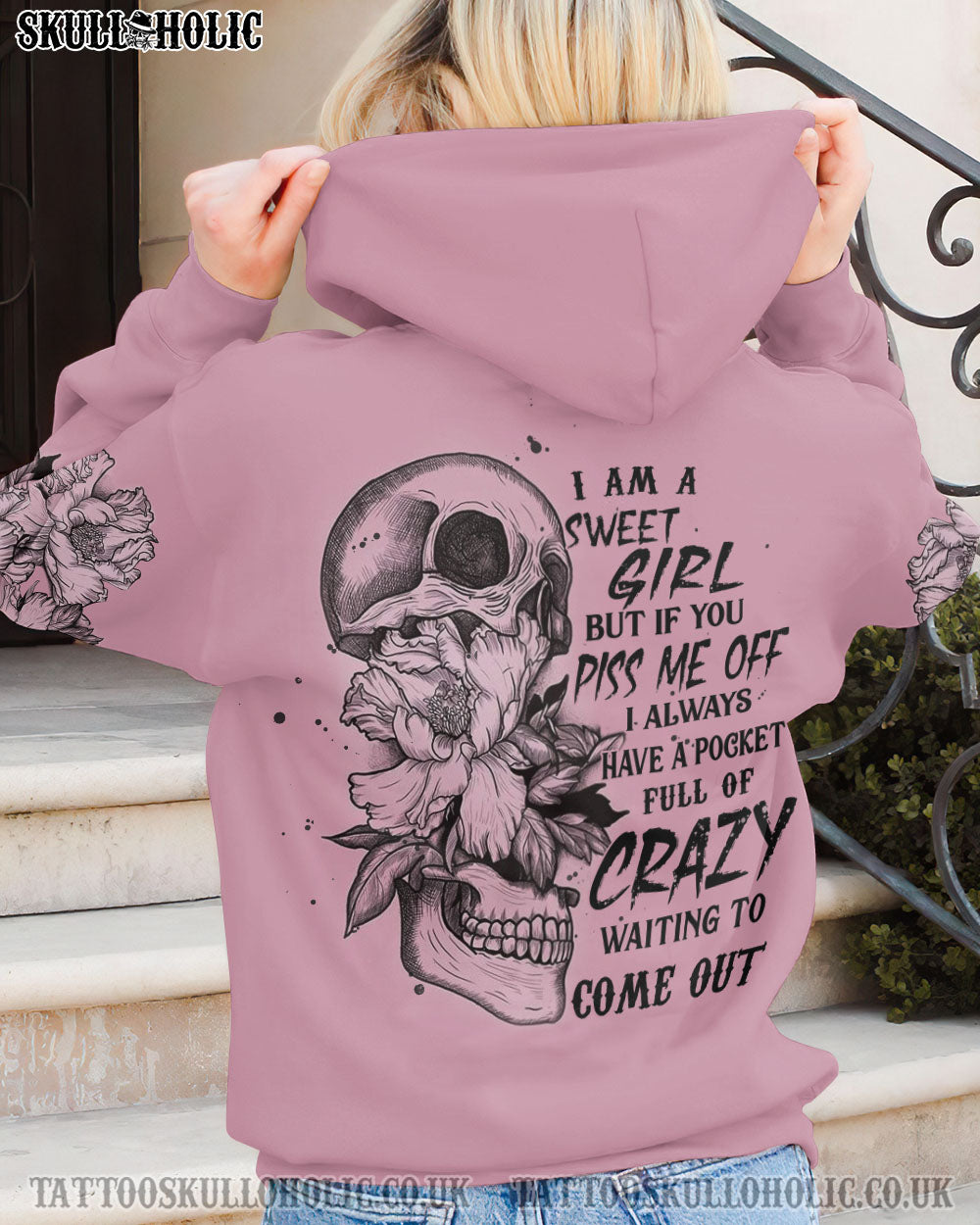 I AM A SWEET GIRL BUT IF YOU PISS ME OFF FLOWER SKULL ALL OVER PRINT – YHHN2112224