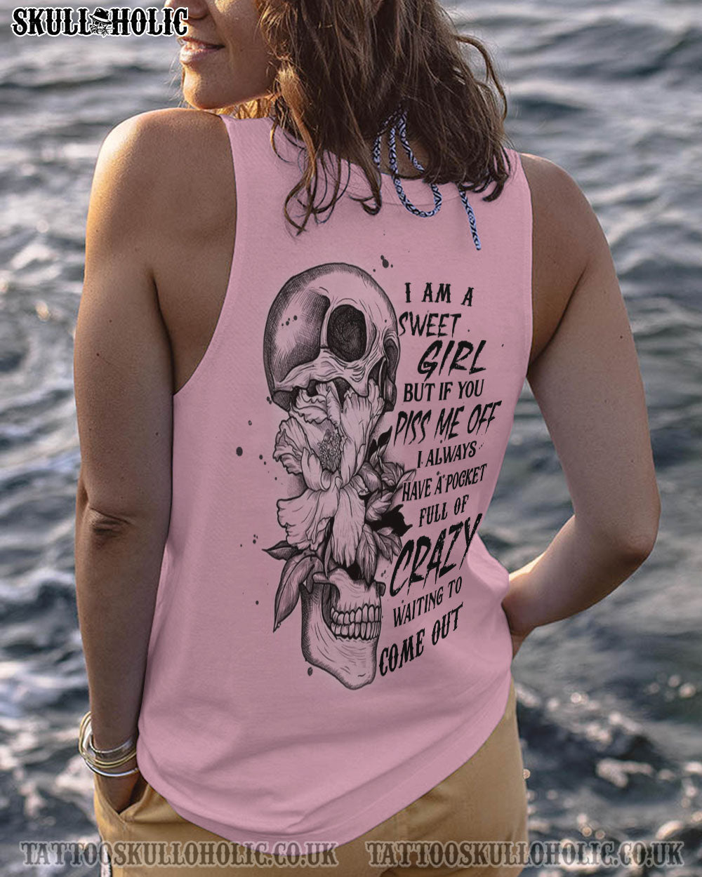 I AM A SWEET GIRL BUT IF YOU PISS ME OFF FLOWER SKULL ALL OVER PRINT – YHHN2112224