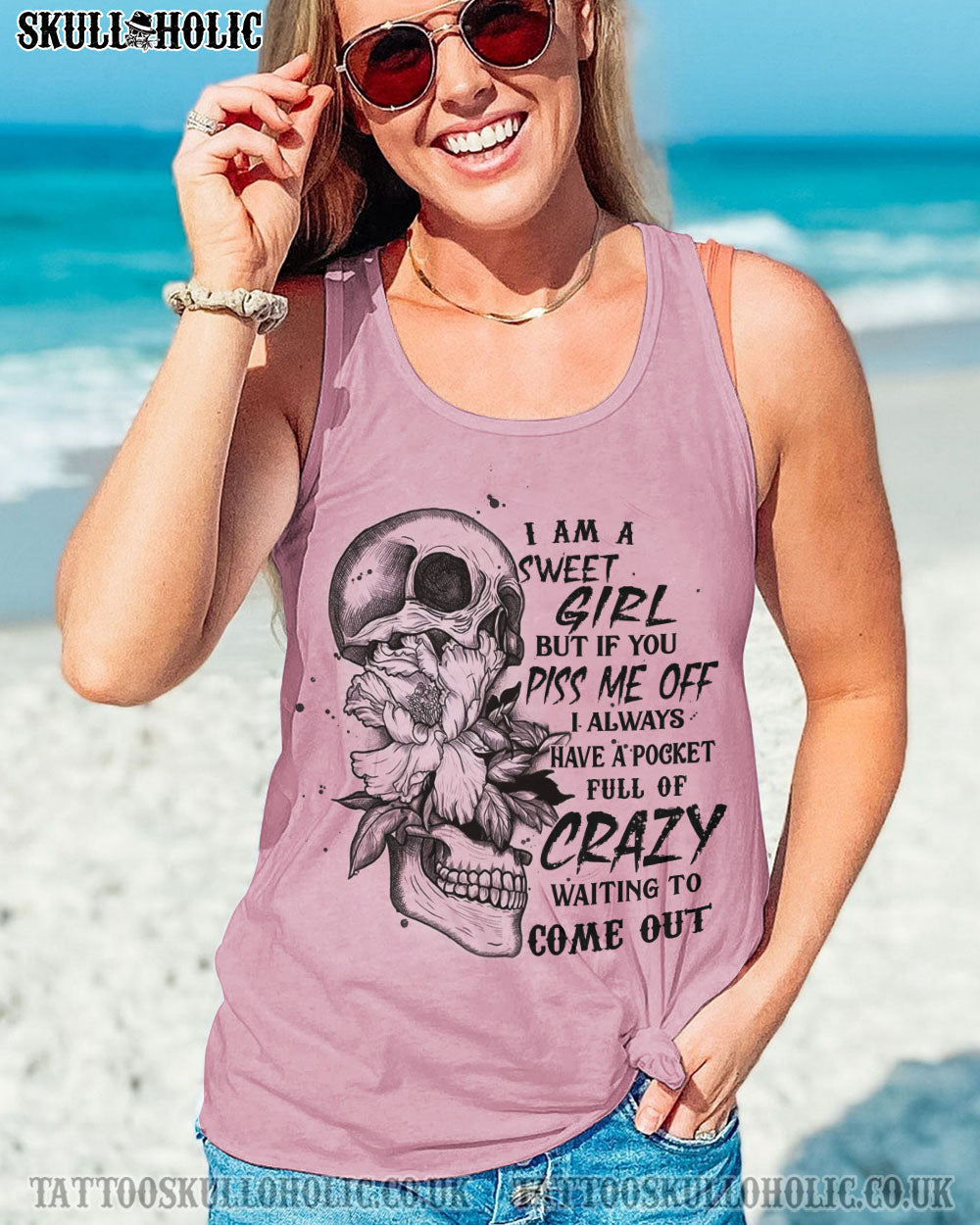 I AM A SWEET GIRL BUT IF YOU PISS ME OFF FLOWER SKULL ALL OVER PRINT – YHHN2112224
