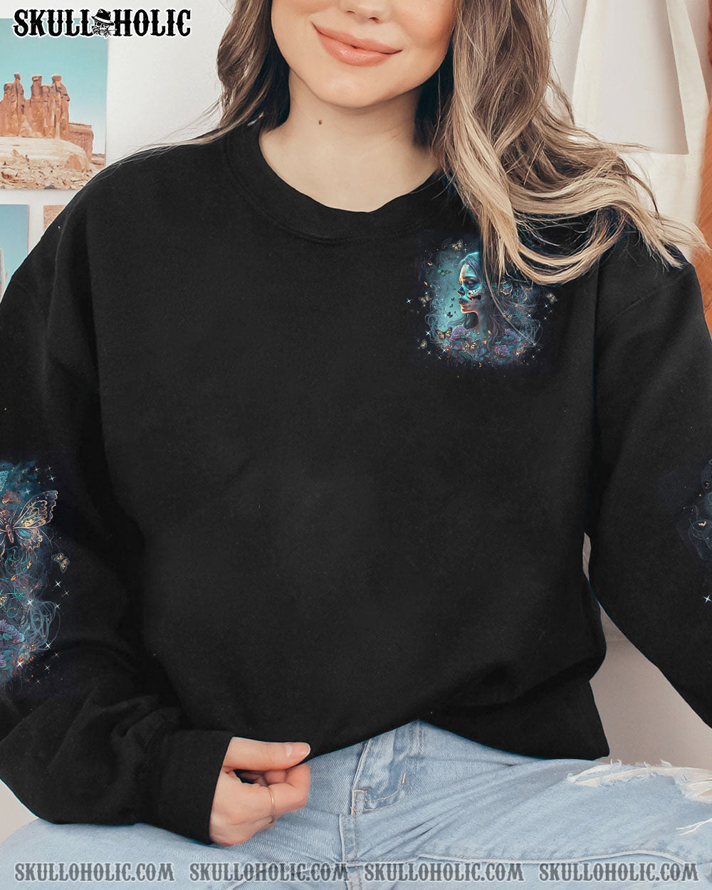 I AM A SWEET GIRL BUT IF YOU PISS ME OFF SUGAR SKULL BUTTERFLY ALL OVER PRINT – TLTW1402232