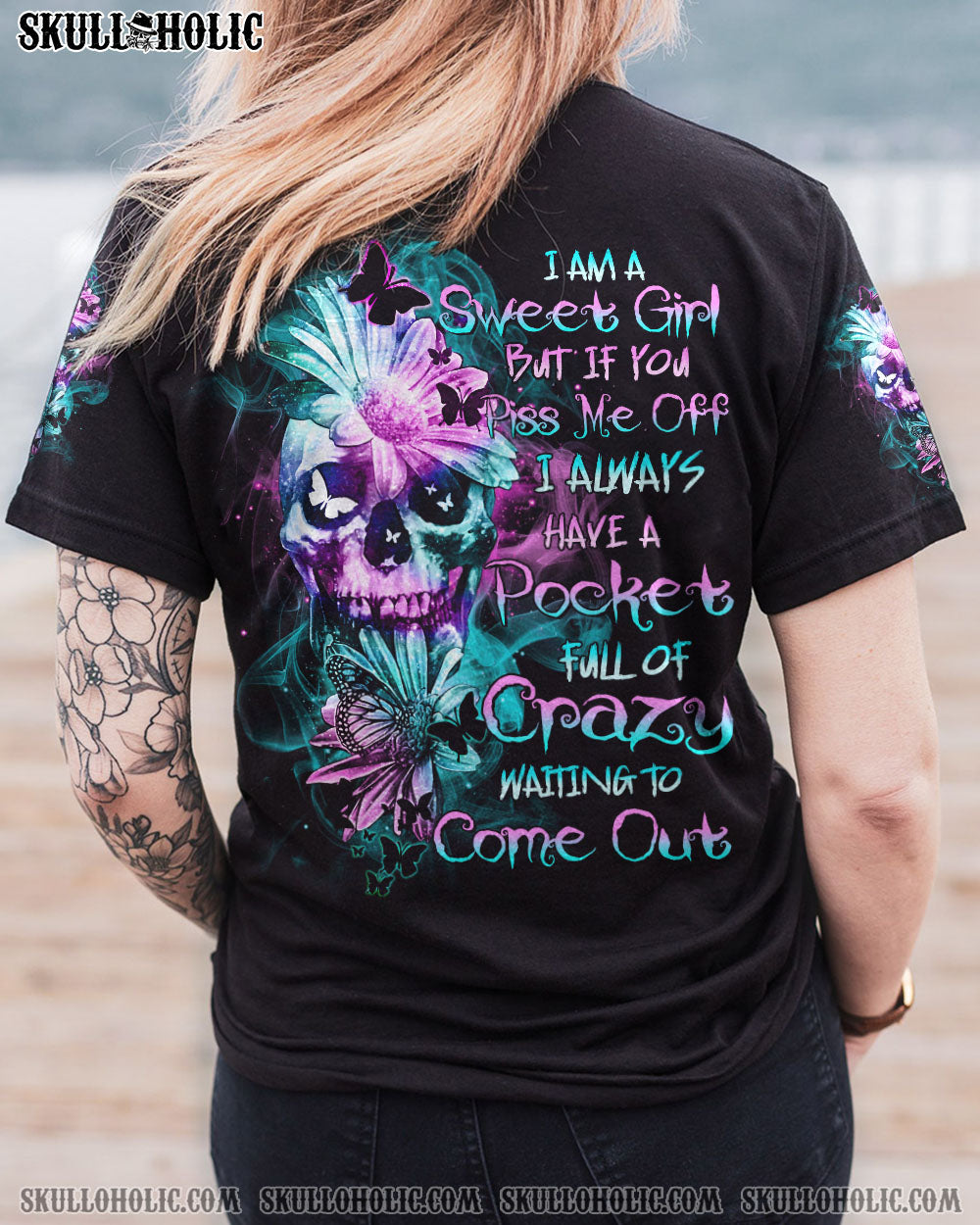 I AM A SWEET GIRL DAISY SKULL ALL OVER PRINT – TLTR1701231