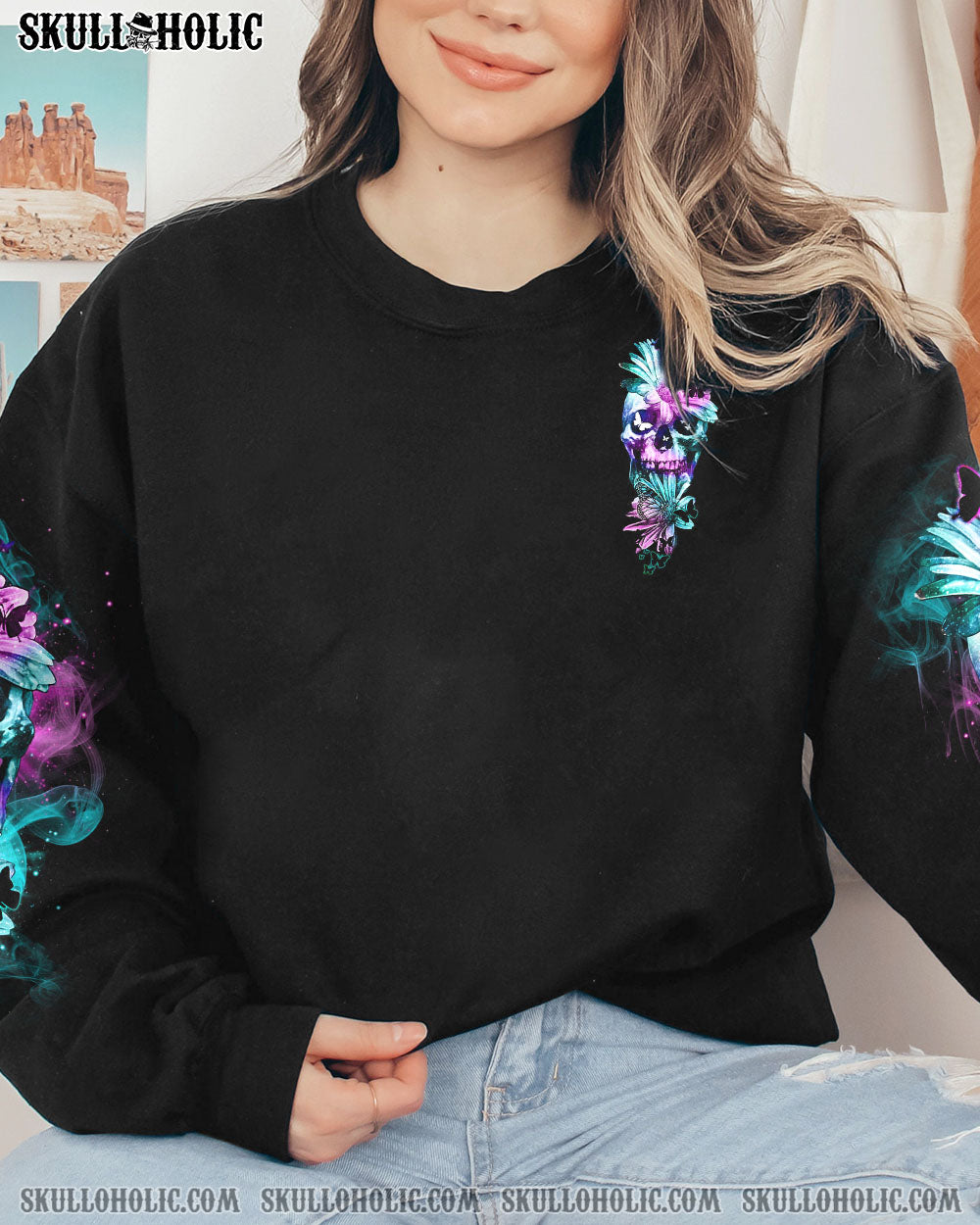 I AM A SWEET GIRL DAISY SKULL ALL OVER PRINT – TLTR1701231