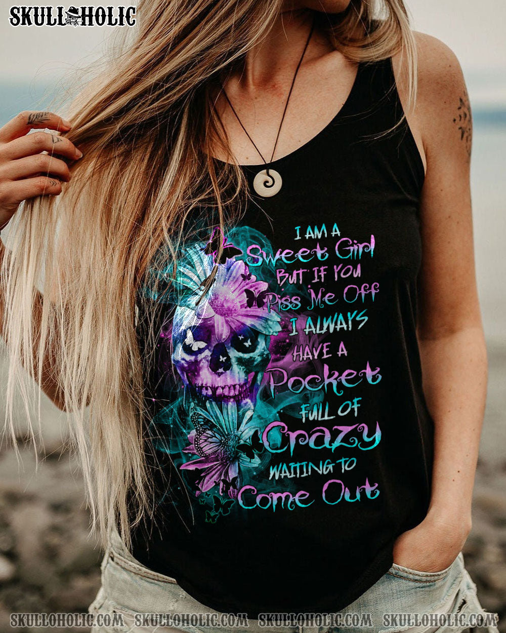 I AM A SWEET GIRL DAISY SKULL ALL OVER PRINT – TLTR1701231