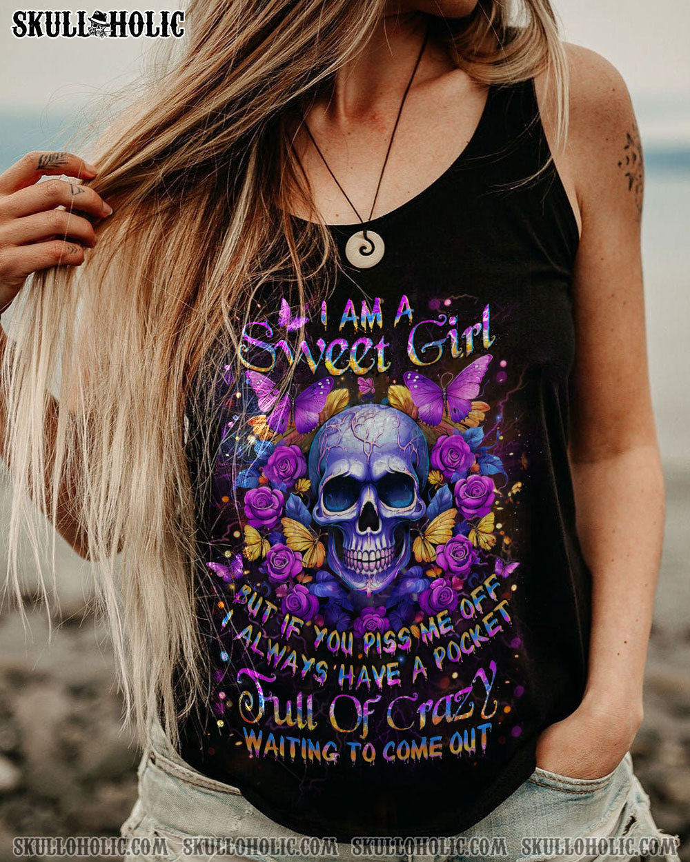 I AM A SWEET GIRL FLOWER SKULL ALL OVER PRINT – YHLT0512231