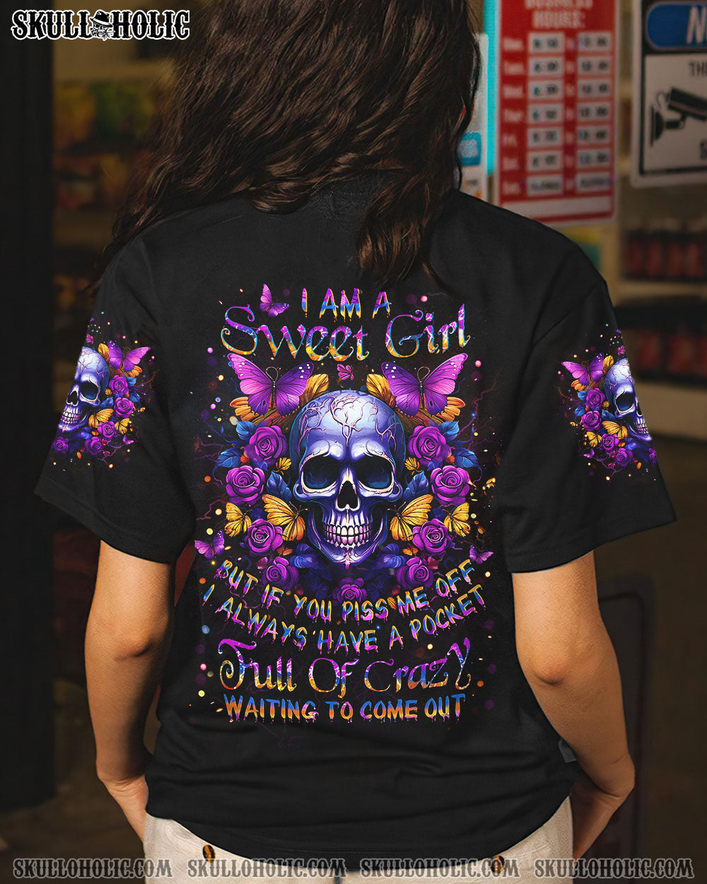 I AM A SWEET GIRL FLOWER SKULL ALL OVER PRINT – YHLT0512231