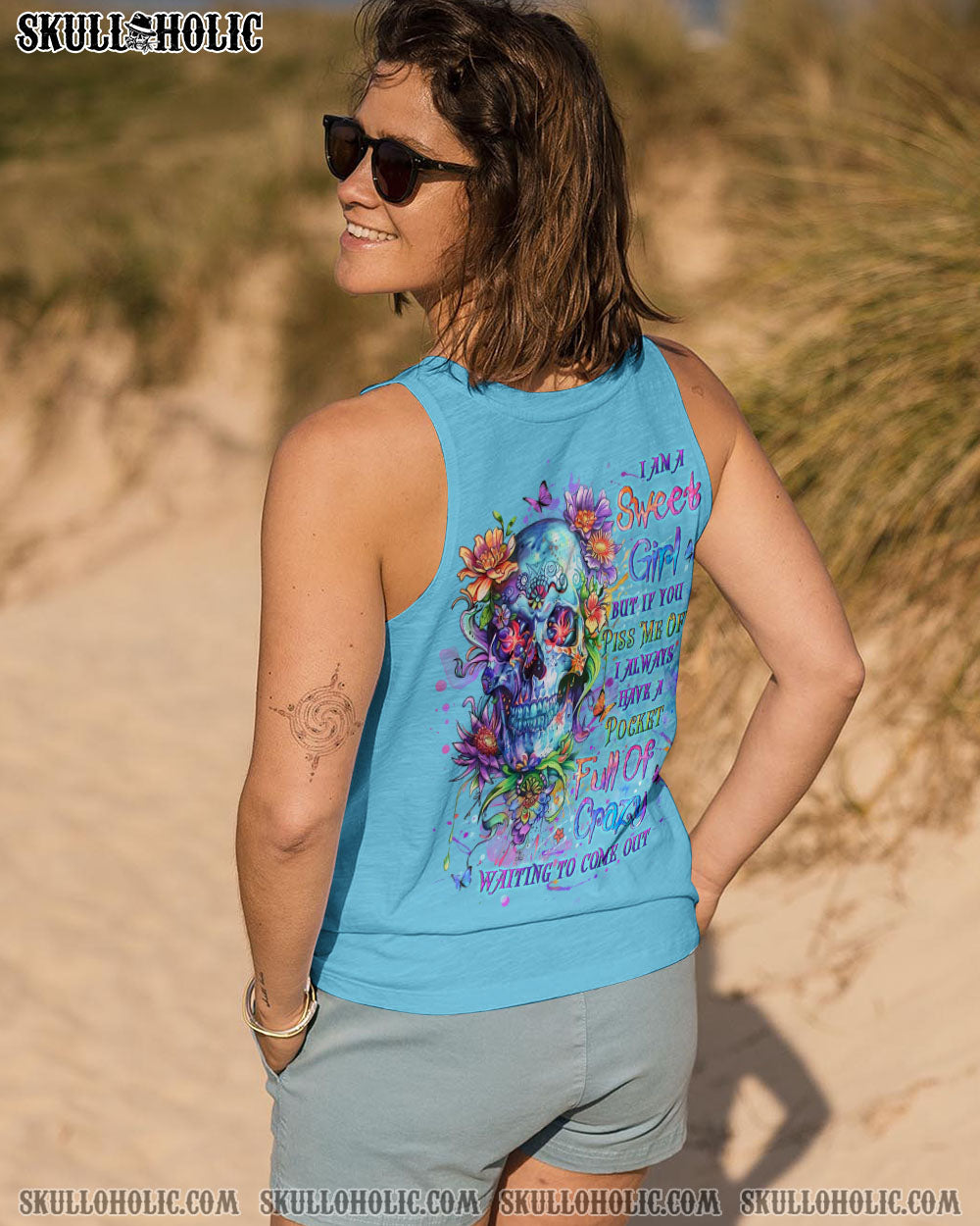 I AM A SWEET GIRL FLOWER SKULL ALL OVER PRINT – YHLT2407242