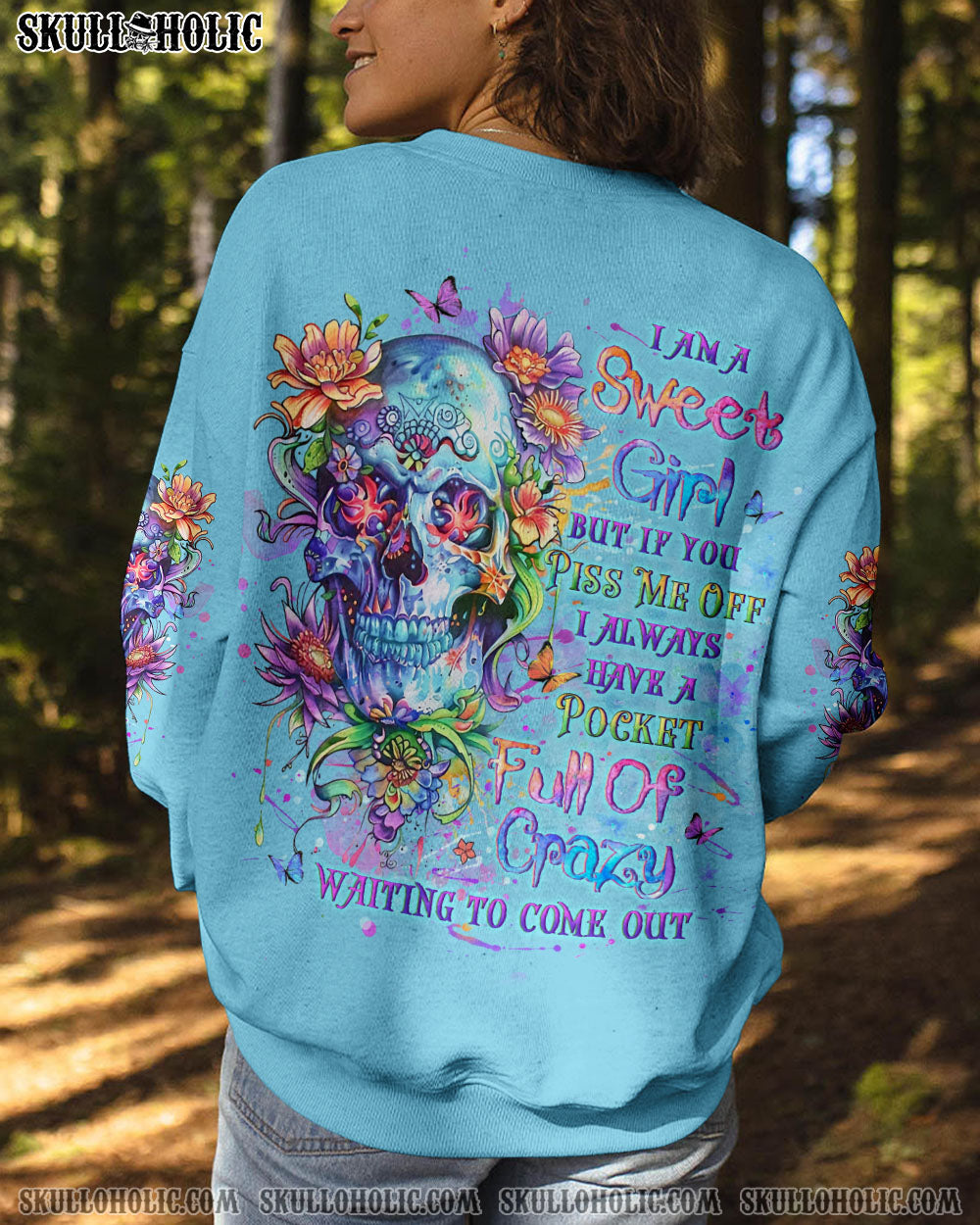 I AM A SWEET GIRL FLOWER SKULL ALL OVER PRINT – YHLT2407242