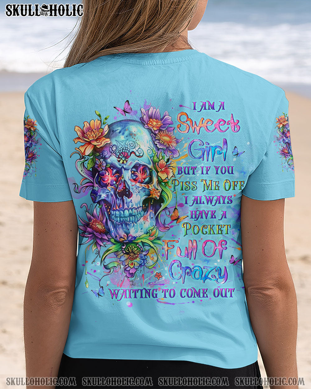 I AM A SWEET GIRL FLOWER SKULL ALL OVER PRINT – YHLT2407242