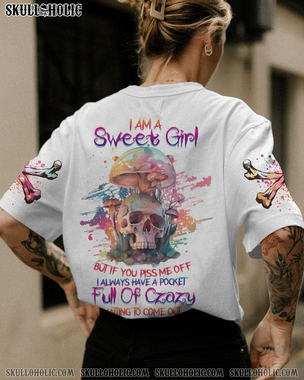 I AM A SWEET GIRL MUSHROOMS SKULL ALL OVER PRINT – YHHG0202231