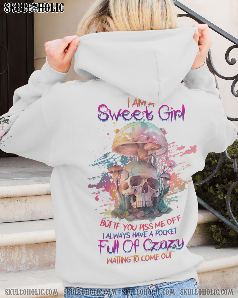 I AM A SWEET GIRL MUSHROOMS SKULL ALL OVER PRINT – YHHG0202231