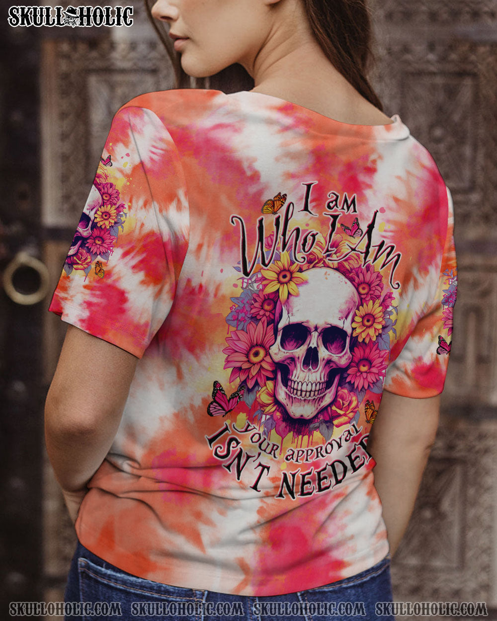 I AM WHO I AM FLORAL SKULL TIE DYE ALL OVER PRINT – TLTW1306234