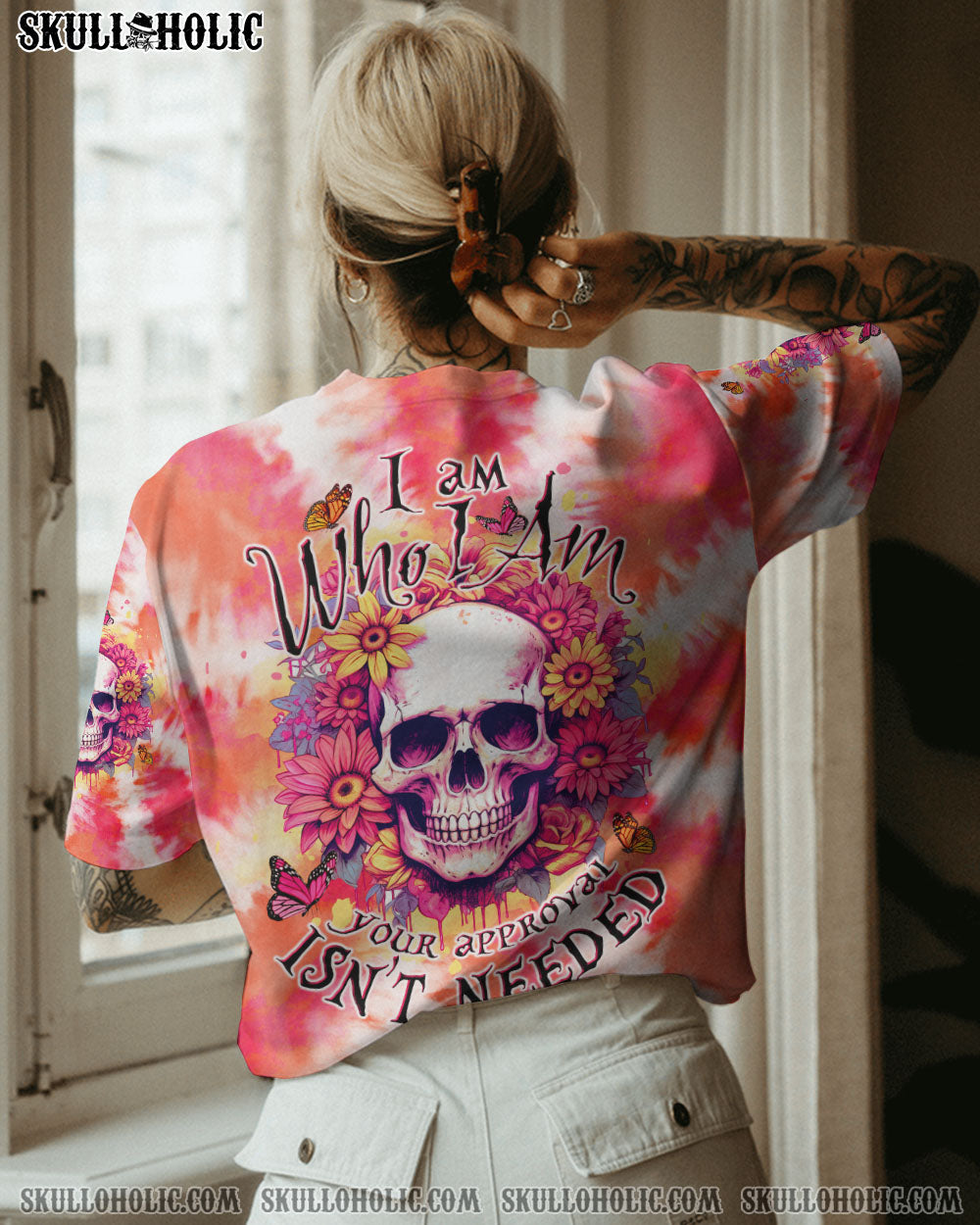 I AM WHO I AM FLORAL SKULL TIE DYE ALL OVER PRINT – TLTW1306234