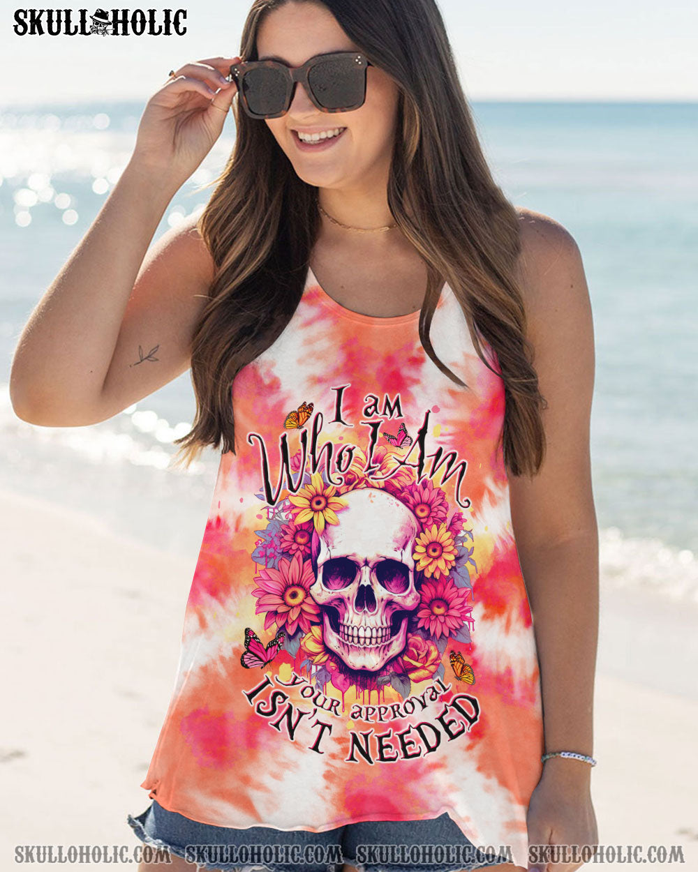I AM WHO I AM FLORAL SKULL TIE DYE ALL OVER PRINT – TLTW1306234