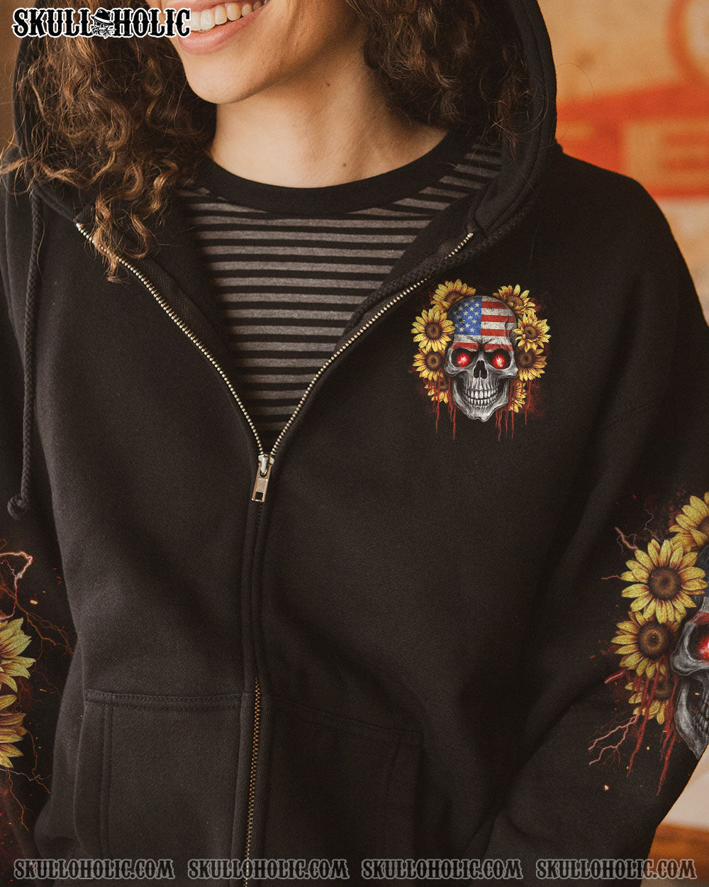 I AM WHO I AM SKULL SUNFLOWER FLAG ALL OVER PRINT – TLNZ1605231