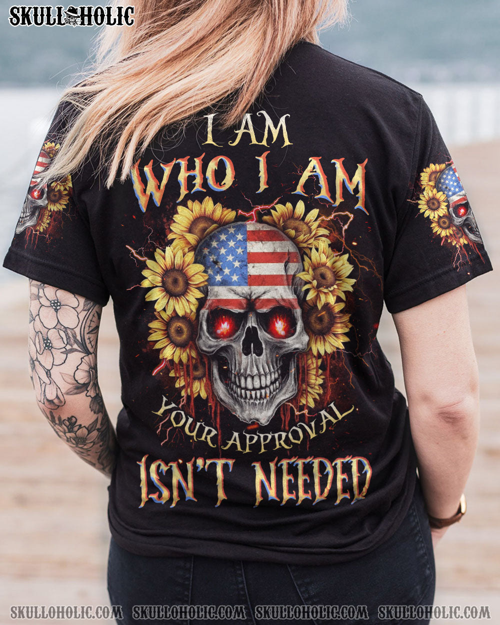 I AM WHO I AM SKULL SUNFLOWER FLAG ALL OVER PRINT – TLNZ1605231