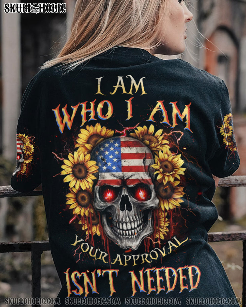 I AM WHO I AM SKULL SUNFLOWER FLAG ALL OVER PRINT – TLNZ1605231
